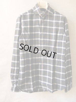 画像2: BORRIELLO (ボリエッロ）　ダークグリーンxホワイト・ネイビーチェック　　ネルシャツ　秋冬向き