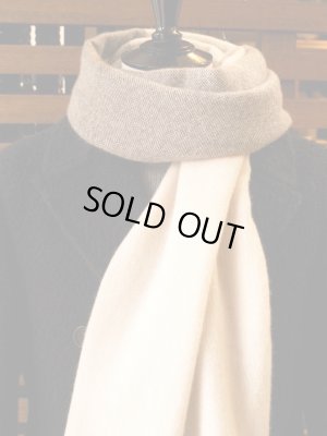 画像5: FRANCO BASSI （フランコ　バッシ）カシミア＆ウール　バイカラー（ツートーン）　マフラー　ブラウングレー×オフホワイト　秋冬向き