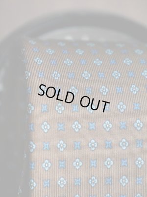 画像3: E.G.カペッリ　ヘビー　シルク　プリント　ネクタイ　ブラウンベース　ブルー＆サックス小紋