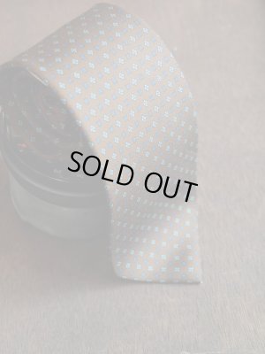 画像5: E.G.カペッリ　ヘビー　シルク　プリント　ネクタイ　ブラウンベース　ブルー＆サックス小紋