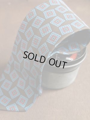 画像4: E.G.カペッリ　ヘビー　シルク　プリント　ネクタイ　ブラウンベース　ブルー　ヴィンテージパターン