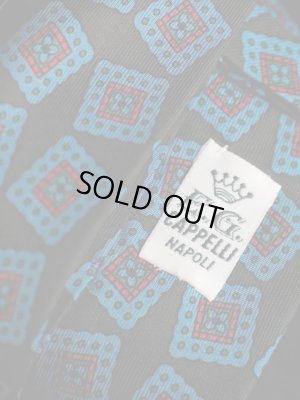 画像2: E.G.カペッリ　ヘビー　シルク　プリント　ネクタイ　ブラウンベース　ブルー　ヴィンテージパターン