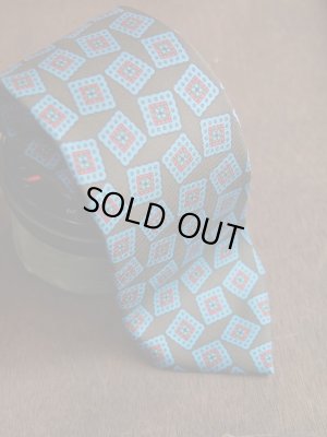 画像5: E.G.カペッリ　ヘビー　シルク　プリント　ネクタイ　ブラウンベース　ブルー　ヴィンテージパターン