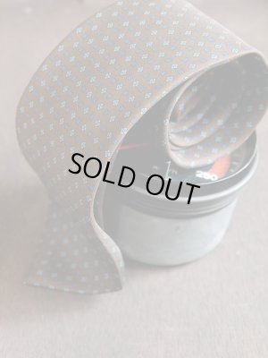 画像4: E.G.カペッリ　ヘビー　シルク　プリント　ネクタイ　ブラウンベース　ブルー＆サックス小紋