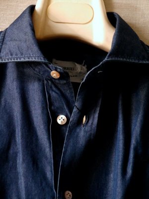 画像4: BORRIELLO （ボリエッロ）　インディゴ シャツ　ダークトーン