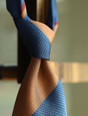 画像5: Atto Vannucci (アットヴァンヌッチ)　　シルク・コットン　ブルー×ブラウン×エンジ　レジメンタル　ジャガード　オールシーズン