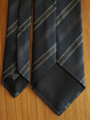 画像3: Atto Vannucci (アットヴァンヌッチ)　　シルク　ブラック　イエロー×グリーン　レジメンタル　ジャガード　オールシーズン