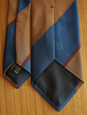 画像3: Atto Vannucci (アットヴァンヌッチ)　　シルク・コットン　ブルー×ブラウン×エンジ　レジメンタル　ジャガード　オールシーズン