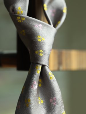 画像5: Atto Vannucci (アットヴァンヌッチ)　　シルク　グレー　イエロー×ピンク花柄　ジャガード　オールシーズン