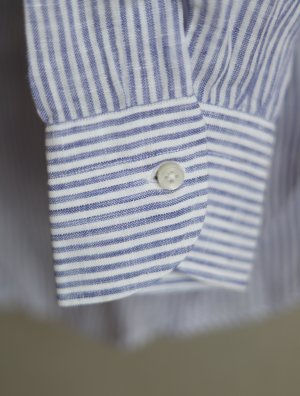 画像5: Enzo Pisano （エンツォ ピサノ） ブルー ロンドンストライプ リネンボタンダウンシャツ　春夏用