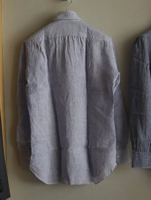 画像2: Enzo Pisano （エンツォ ピサノ） ブルー ロンドンストライプ リネンボタンダウンシャツ　春夏用