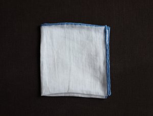 画像2: ROSI (ローズィ)　ホワイト　スカイブルーパイピング　リネン　チーフ　