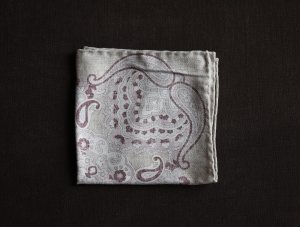 画像2: ROSI (ローズィ)　ベージュ　エンジ　ピンク　ペイズリー　ダブルフェイス　シルク　チーフ