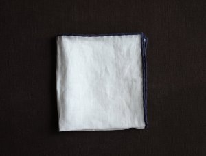 画像2: ROSI (ローズィ)　ホワイト　ネイビーパイピング　リネン　チーフ　