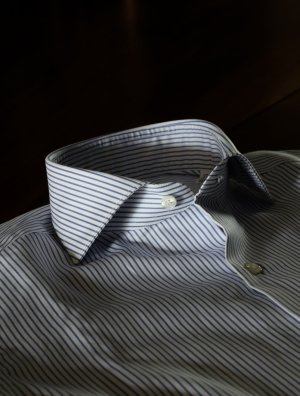 画像8: Maria Santangelo (マリア サンタンジェロ)　 シャツ　ブルーストライプ　ツイル　セミワイド