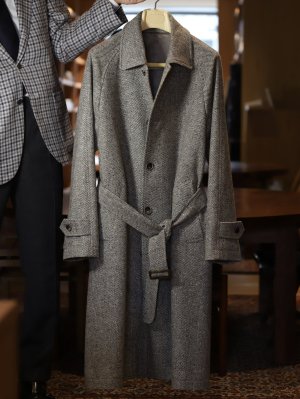 画像2: COL ORIGINAL Bal Collar Raglan Coat   コルウ オリジナル バルカラー ラグラン コート　グレージュ　ヘリンボーン　秋冬　