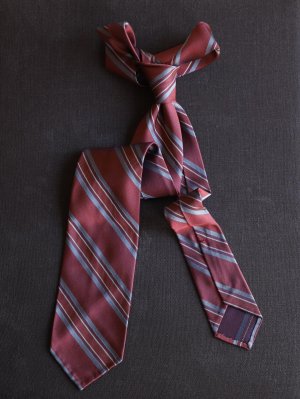 画像2: Francesco Marino（フランチェスコ　マリーノ）　シルク　レッド×グレー　レジメンタル　ジャガード　オールシーズン