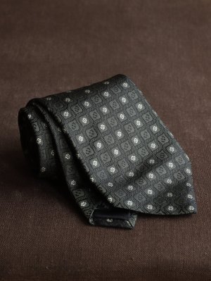 画像2: Atto Vannucci (アットヴァンヌッチ)　　シルク　ダークグリーン　小紋柄　ジャガード　オールシーズン