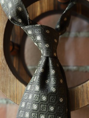 画像4: Atto Vannucci (アットヴァンヌッチ)　　シルク　ダークグリーン　小紋柄　ジャガード　オールシーズン