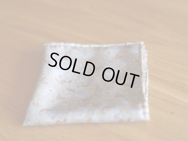 画像3: Atto Vannucci（アットヴァンヌッチ）グレージュ　ペイズリー　バックプリント　シルク　チーフ　 (3)