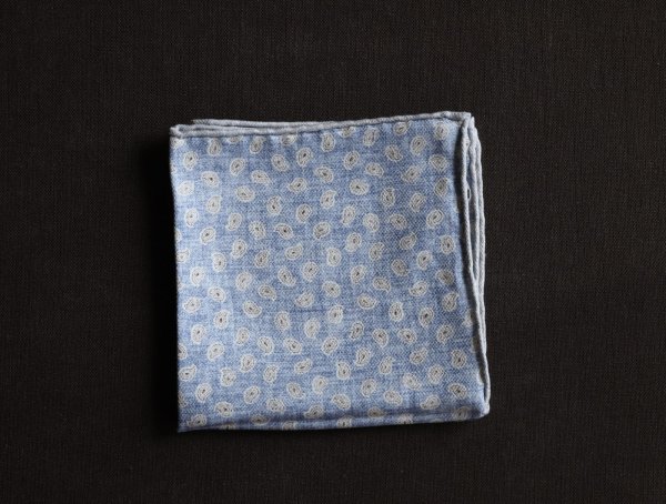 画像3: ROSI (ローズィ)　ベージュ　ブラウン　ブルー　ペイズリー　リバーシブル　シルク　チーフ (3)