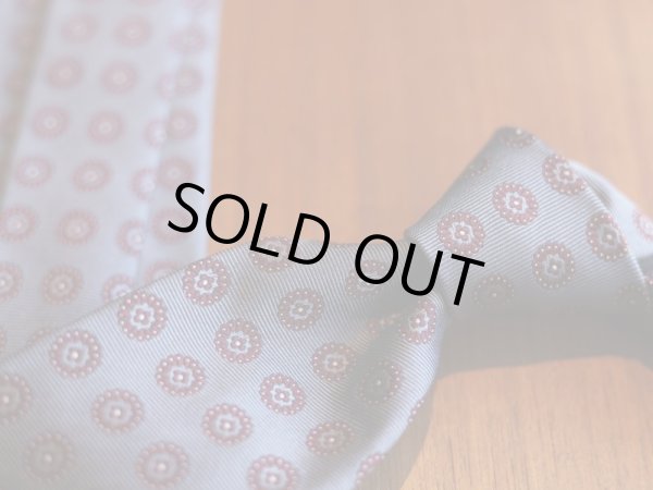 画像4: Francesco Marino（フランチェスコ　マリーノ）　シルク　グレーベース　ボルドー　ジャカード小紋　オールシーズン (4)