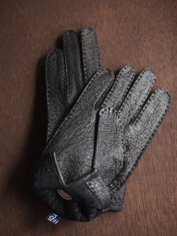 一枚革 今季 茶色ペッカリーカシミア黒 メローラ MEROLA グローブ 革手袋