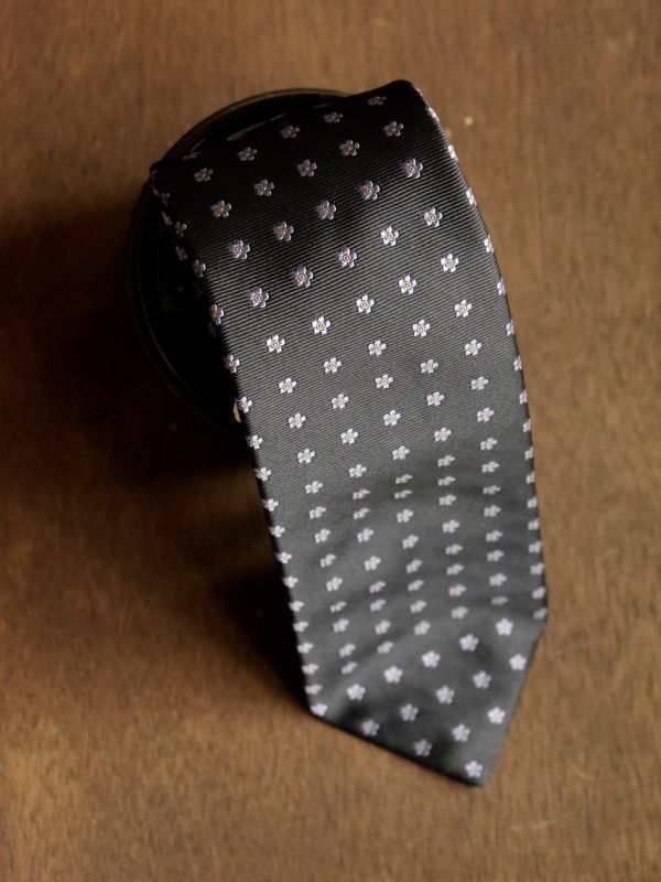 Angelo Fusco （アンジェロ フスコ） ブラックxパープル小紋 ネクタイ